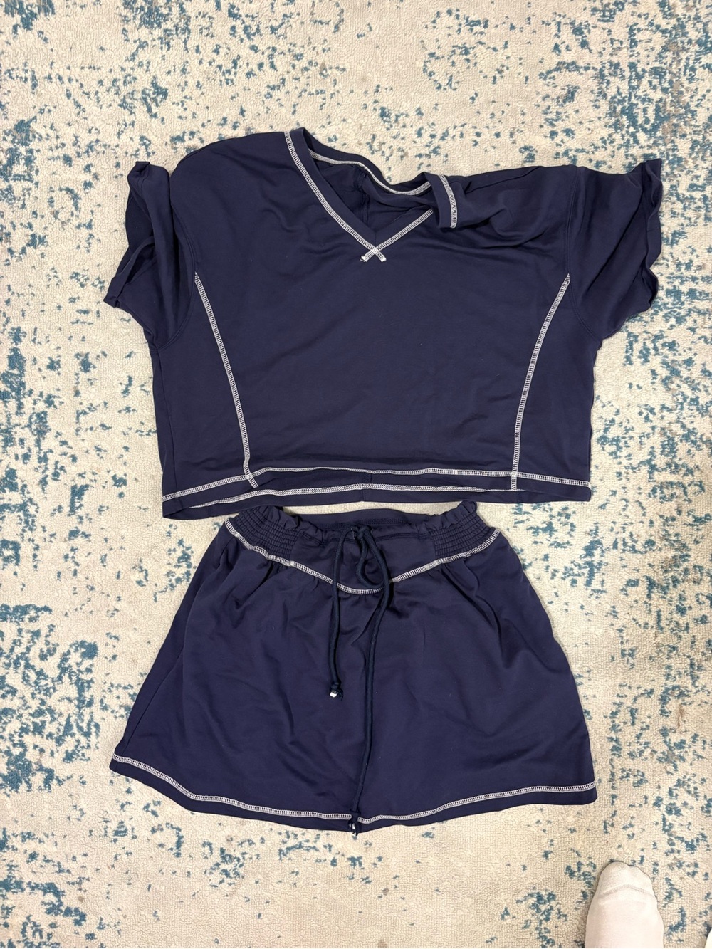 Navy Two-Piece Lounge Set - Womens